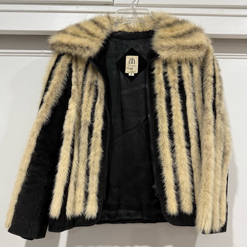 Vtg Faux Fur Cropped Coat Brown Luxurious Womens Sz 9 Creations